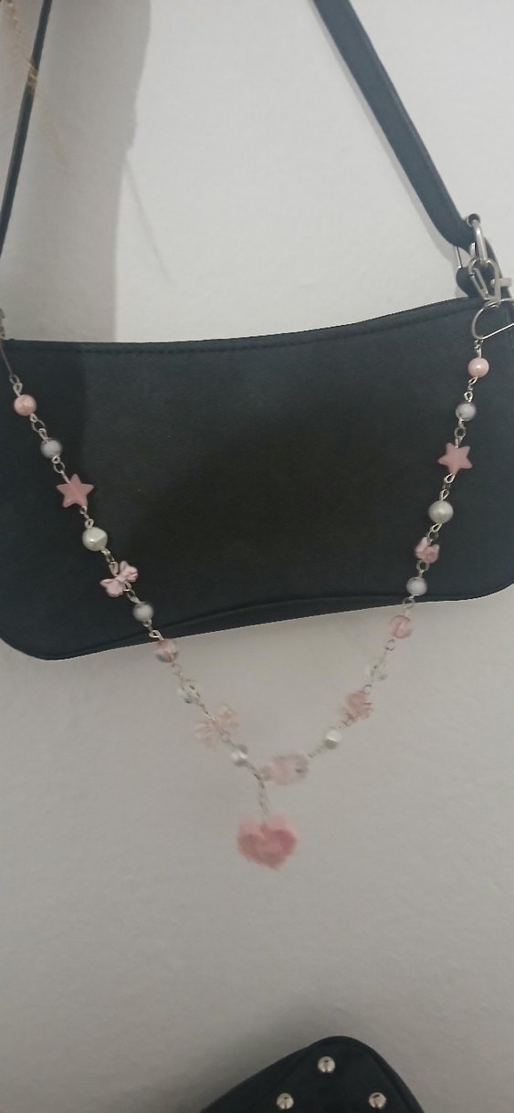 Çiçek ve Yıldız Figürlü Pastel Zincirli Büyük Çanta Charmı - Görsel 5