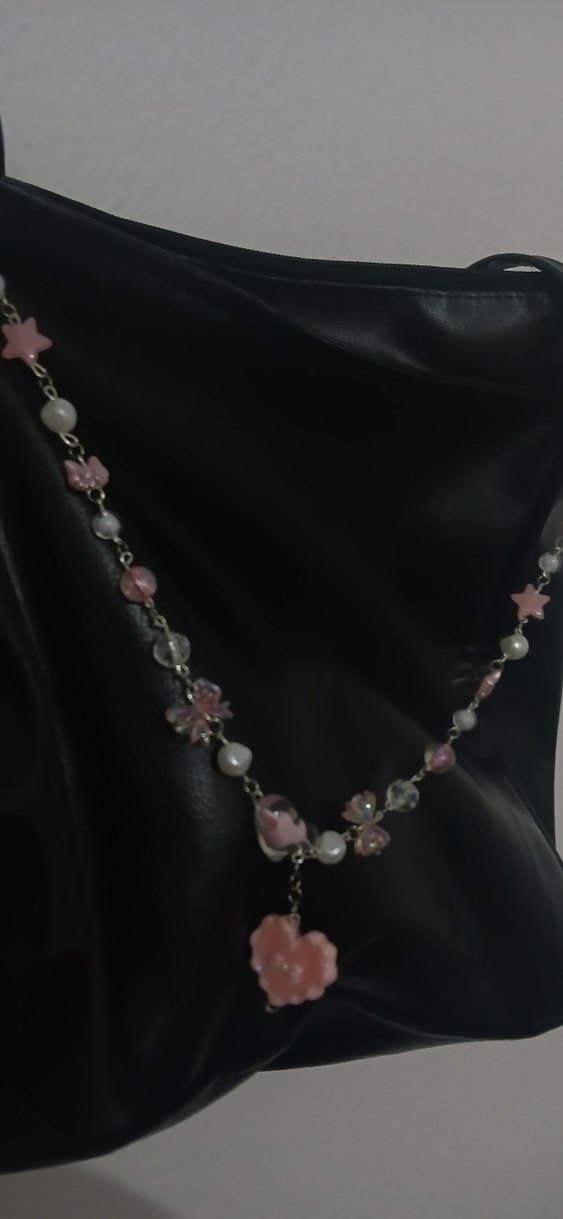 Çiçek ve Yıldız Figürlü Pastel Zincirli Büyük Çanta Charmı - Görsel 3