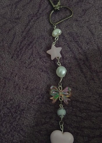 Boncuklu Pastel Renkli Kadın Anahtarlık veya çanta charmı - Görsel 3