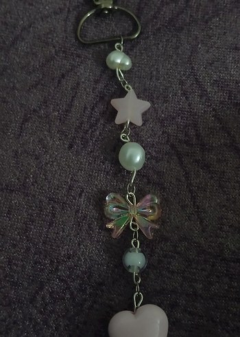 Boncuklu Pastel Renkli Kadın Anahtarlık veya çanta charmı - Görsel 2