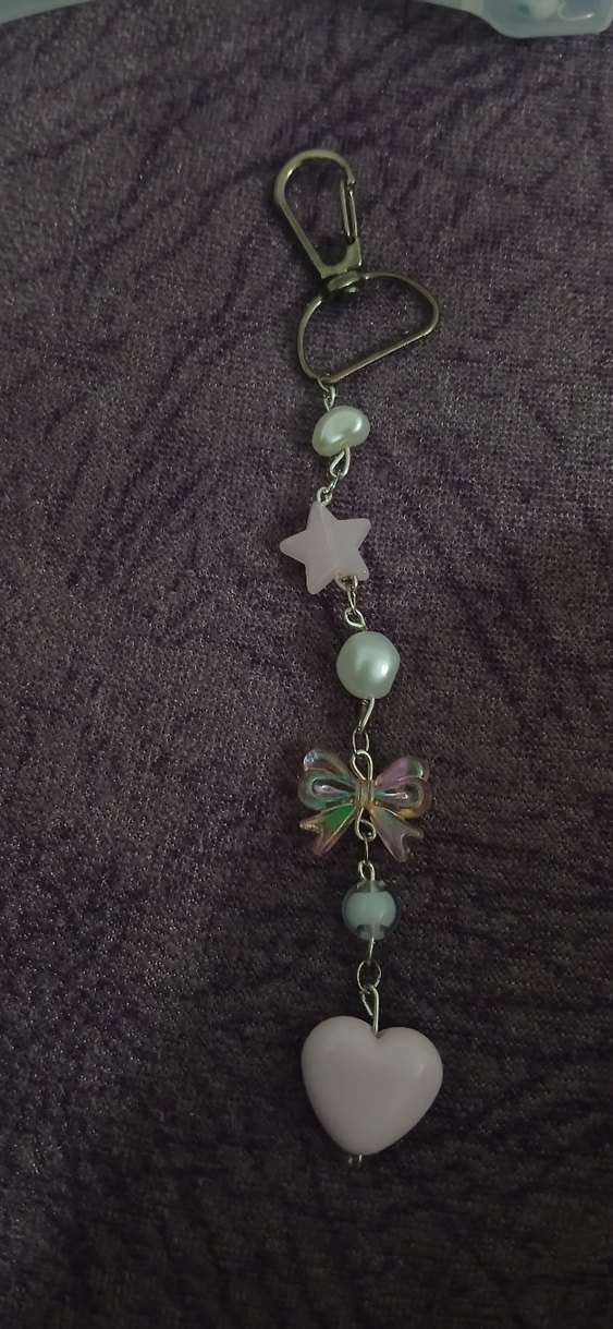 Boncuklu Pastel Renkli Kadın Anahtarlık veya çanta charmı - Görsel 3