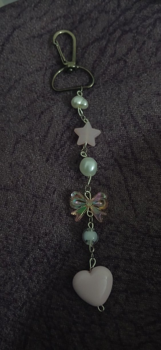 Boncuklu Pastel Renkli Kadın Anahtarlık veya çanta charmı - Görsel 2