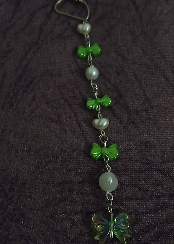 Zincir Detaylı Yeşil Kadın Anahtarlık/Çanta Charmı - Görsel 2