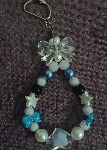 Boncuklu Turkuaz Kadın Anahtarlık/Çanta Charmı - Görsel 4