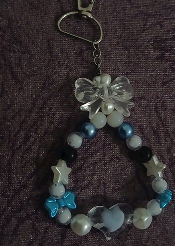 Boncuklu Turkuaz Kadın Anahtarlık/Çanta Charmı - Görsel 3