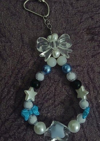 Boncuklu Turkuaz Kadın Anahtarlık/Çanta Charmı - Görsel 2