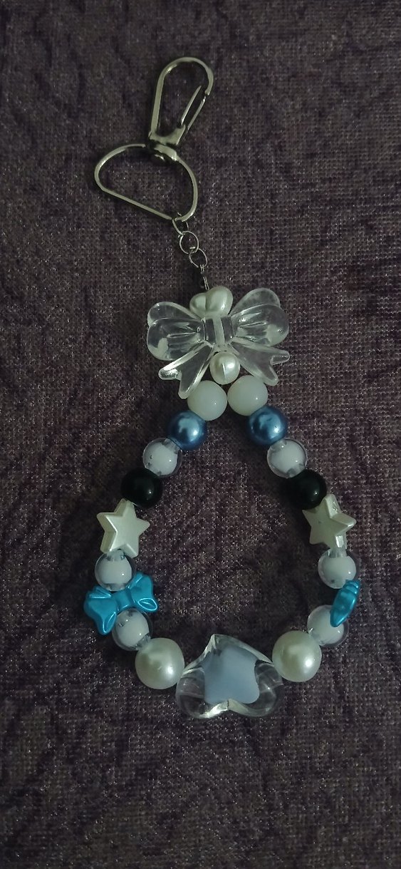 Boncuklu Turkuaz Kadın Anahtarlık/Çanta Charmı - Görsel 2