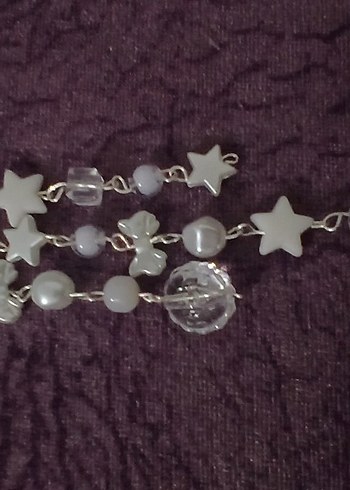 Boncuklu Gri Yıldızlı Anahtarlık veya çanta charmı - Görsel 4