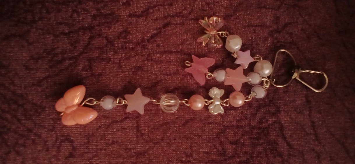 Pembe Boncuklu Bohem anahtarlık veya çanta charmı - Görsel 2
