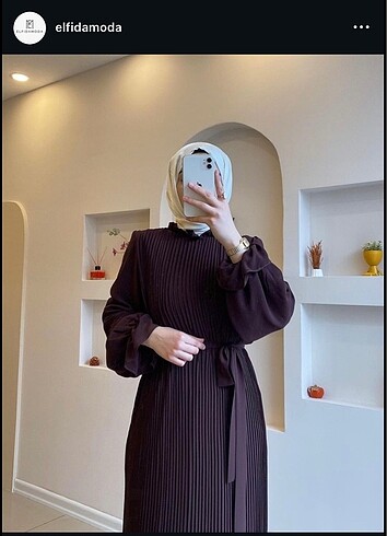 m Beden kahverengi Renk Elfida Moda Piliseli Kahve Elbise