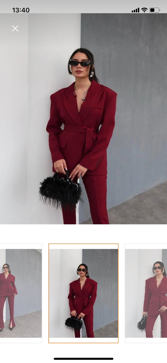 Bordo Kemerli Kadın İş Takımı - Görsel 2