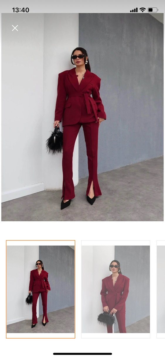 Bordo Kemerli Kadın İş Takımı - Görsel 4