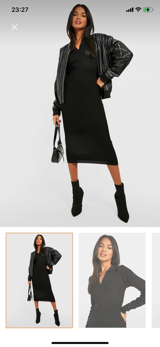 Siyah triko elbise - Görsel 3