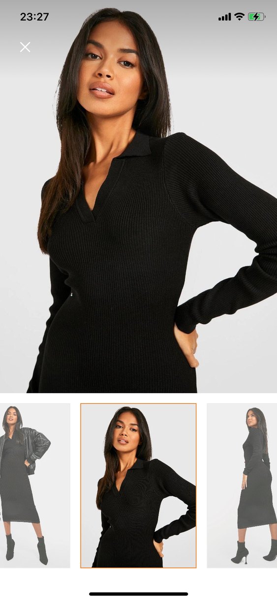 Siyah triko elbise - Görsel 2