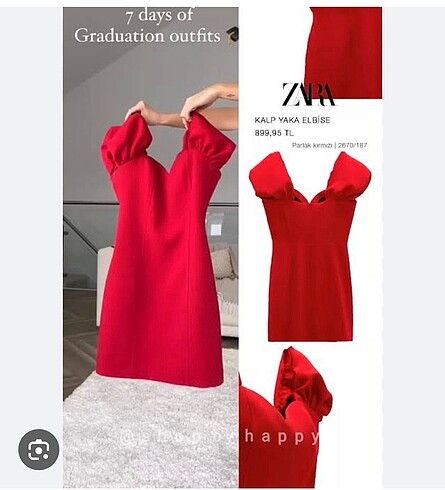 m Beden Zara kalp yaka kırmızı elbise