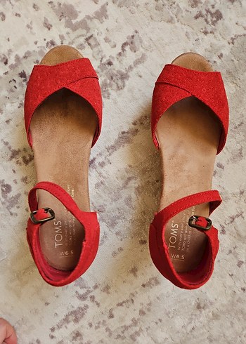 TOMS Kırmızı Dolgu Topuklu Kadın Sandalet