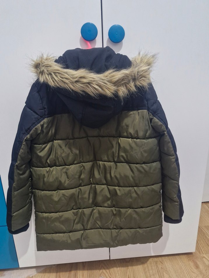 Kızak Detaylı Koyu Yeşil Erkek cocuk Mont - Görsel 2