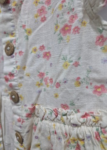 Kız Çocuk Çiçek Desenli Pamuklu Elbise - Görsel 2