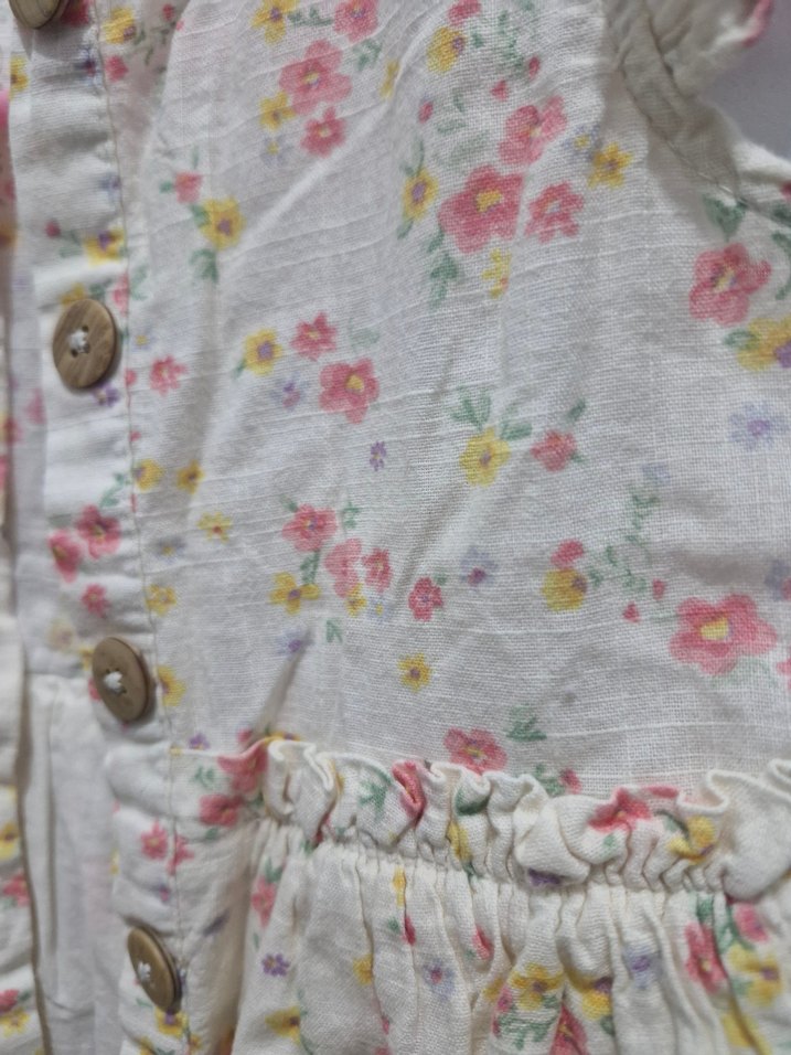 Kız Çocuk Çiçek Desenli Pamuklu Elbise - Görsel 2