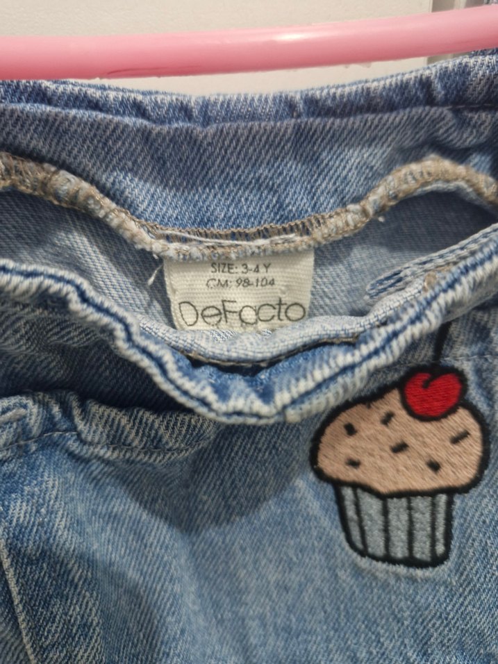 Kızlar için bağcıklı mavi kot tulum - Görsel 2