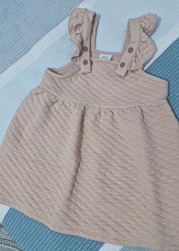 Kız Çocuk Bej Pamuklu Uzun Kollu Elbise - Görsel 2