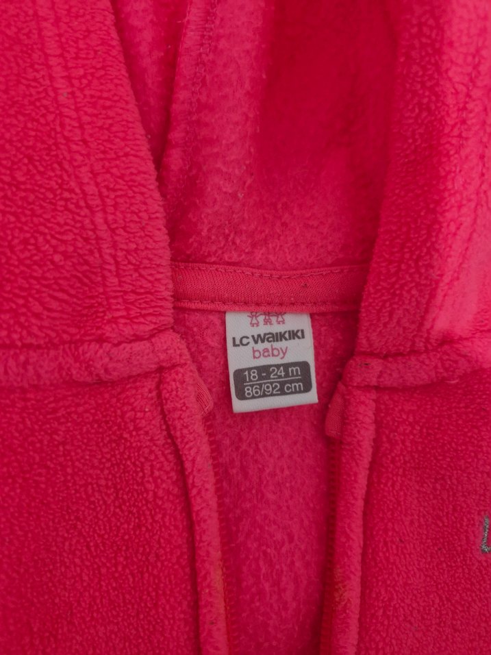 Kız Çocuk Kapüşonlu Fermuarlı Pembe Sweatshirt - Görsel 2