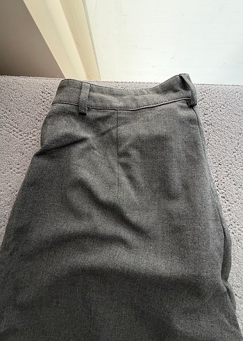 PULL bear Gri Midi Keten Kadın Pantolon - Görsel 2