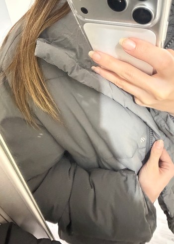 Yepyeni Gri Kapitone Kadın Kışlık Mont - Görsel 2