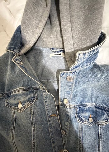 Mavi Kot  Batik Desenli Salaş Denim Ceket - Görsel 4