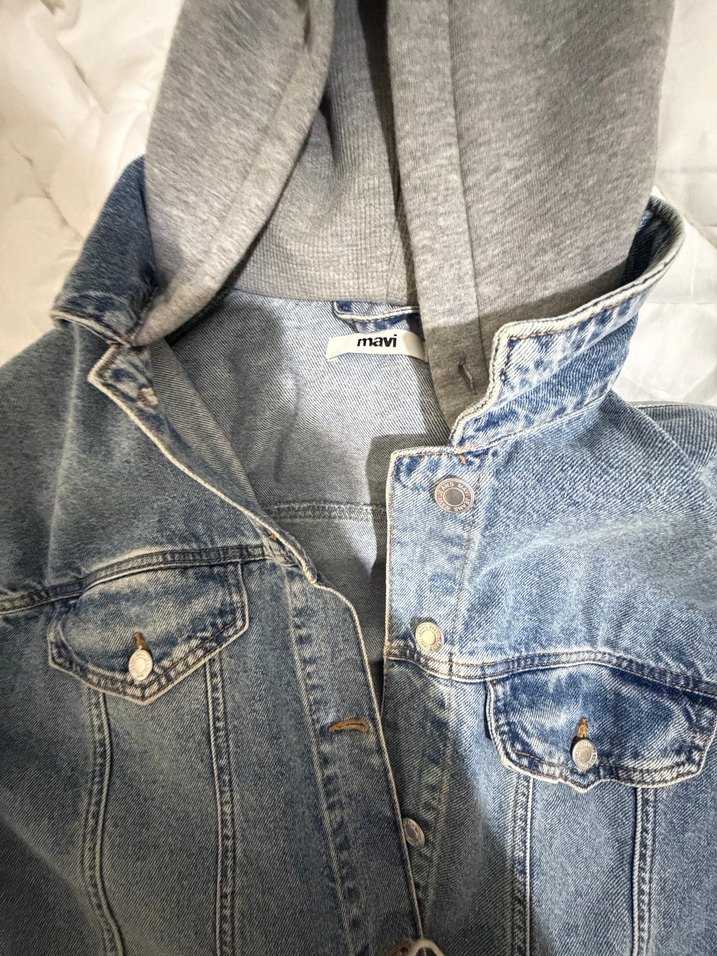 Mavi Kot  Batik Desenli Salaş Denim Ceket - Görsel 4