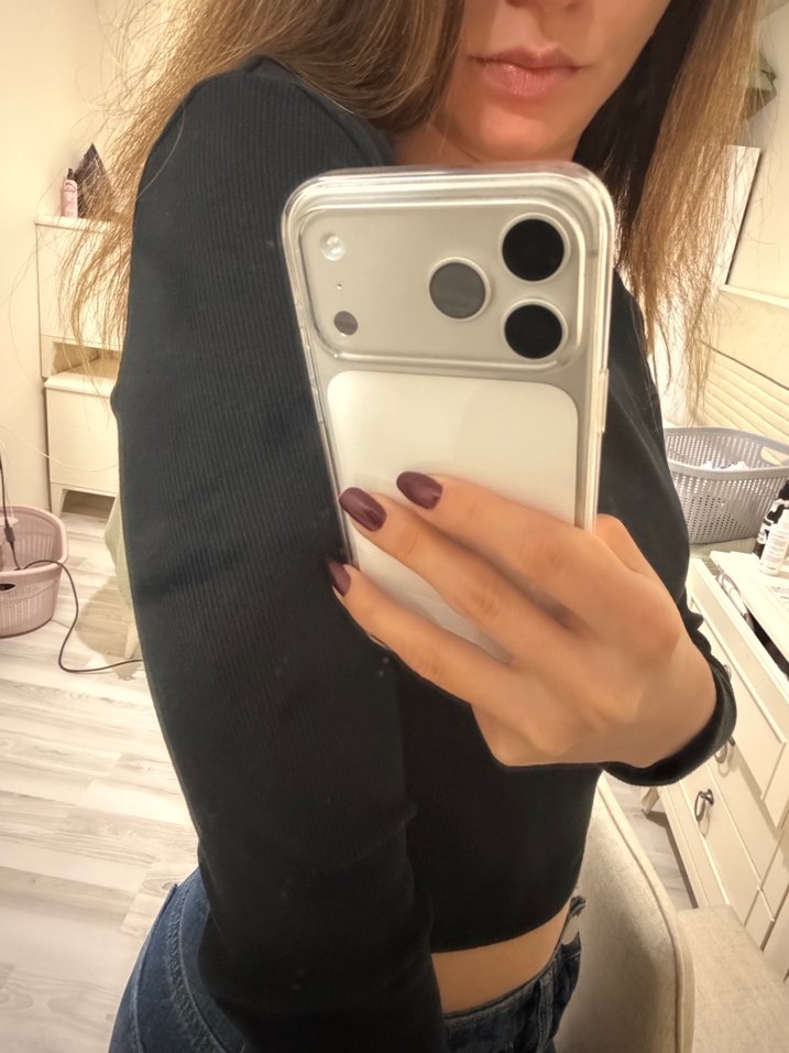 Pull bear Kadın Siyah Batik Desenli Balıkçı Yaka Crop Top - Görsel 2