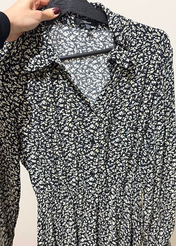 MAVİ Gri Çiçek Desenli V Yaka Kadın Elbise - Görsel 2