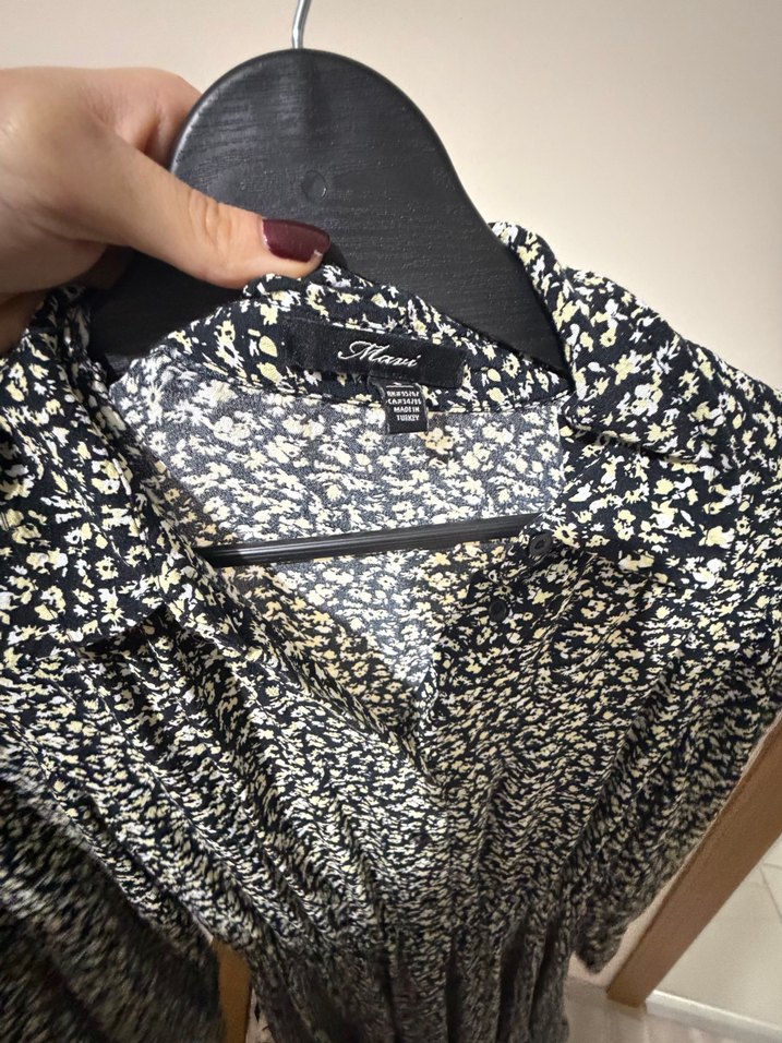 MAVİ Gri Çiçek Desenli V Yaka Kadın Elbise - Görsel 5