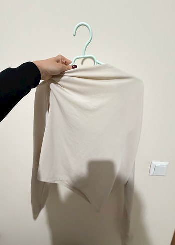 Krem Straplez Uzun Kollu Kadın Bluz - Görsel 3