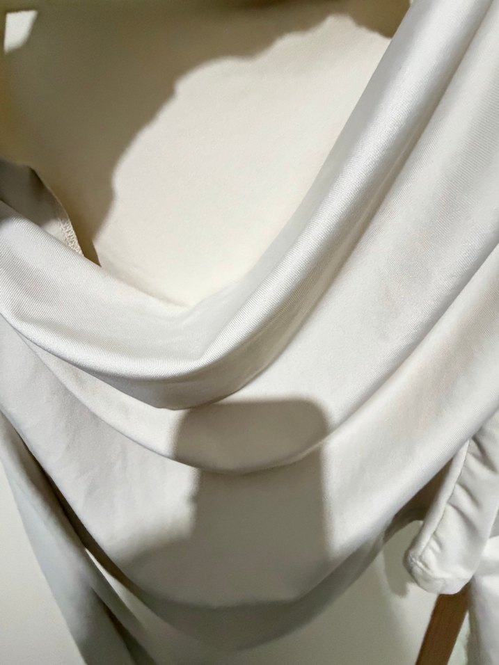 Krem Straplez Uzun Kollu Kadın Bluz - Görsel 2