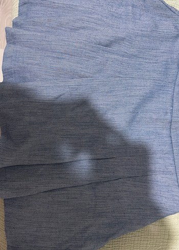 Koton ŞORT ETEK Kadın Mavi Pilili Keten Midi Etek - Görsel 3