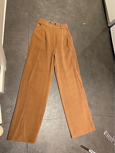Sentetik sezar kahverengi vintage kumaş pantolon