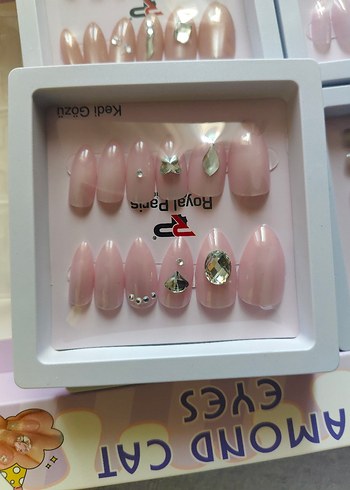 Royal Paris kedi gözü Pembe Taşlı Tırnak Süslemeleri - Görsel 4
