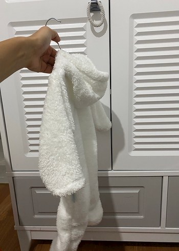 3 Ay Beden beyaz Renk Erkek Bebek Peluş Tulum