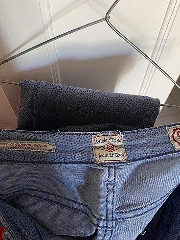 36 Beden mavi Renk Mudo Desenli Pantolon