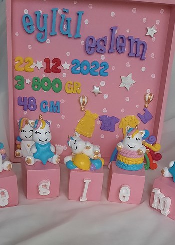 Pembe Bloklu Unicorn Figürleri isimlik - Görsel 7