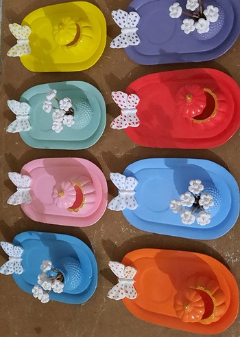 Renkli Bohem El Yapımı Dekoratif Tabaklar - Görsel 16