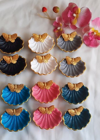 Altın detaylı siyah beyaz çiçek desenli tabak set lokumluk - Görsel 8