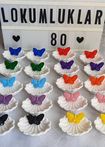 Altın detaylı siyah beyaz çiçek desenli tabak set lokumluk - Görsel 12