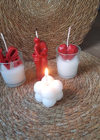 Beyaz ve Kırmızı Mum Seti - Görsel 5