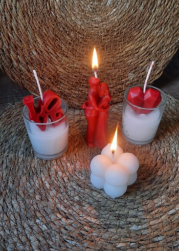 Beyaz ve Kırmızı Mum Seti - Görsel 4
