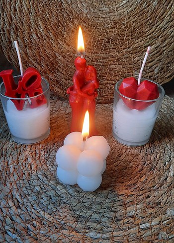 Beyaz ve Kırmızı Mum Seti - Görsel 3