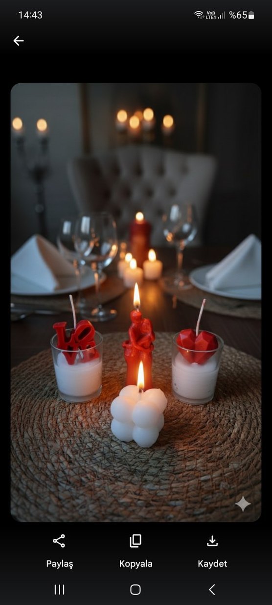 Beyaz ve Kırmızı Mum Seti - Görsel 2