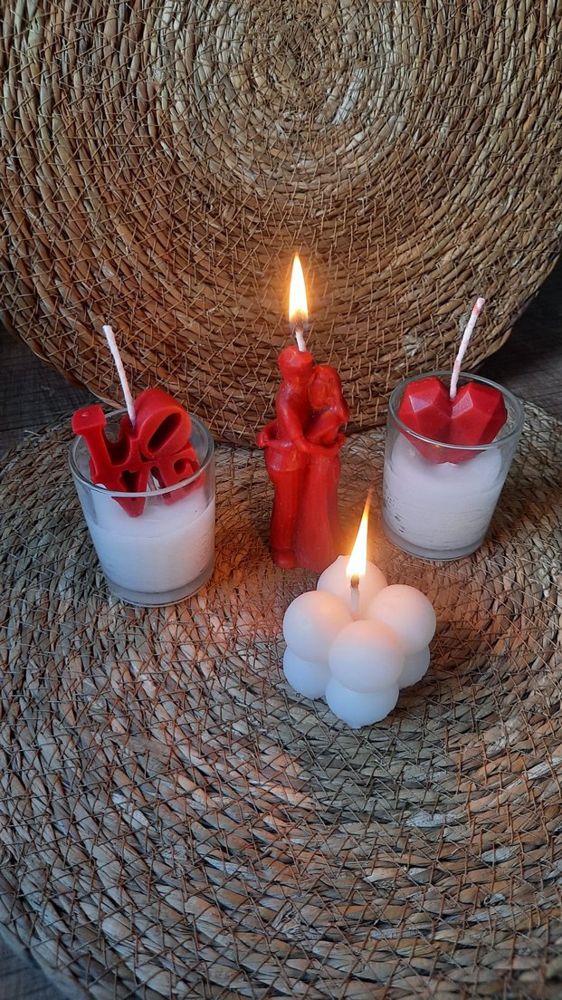 Beyaz ve Kırmızı Mum Seti - Görsel 4