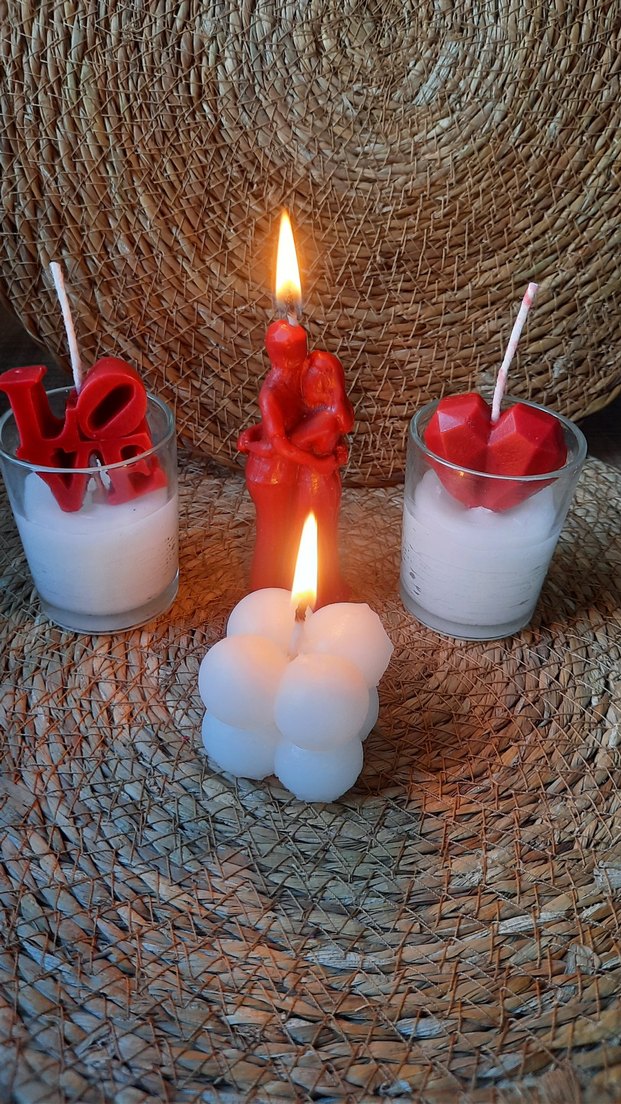 Beyaz ve Kırmızı Mum Seti - Görsel 3